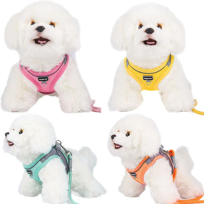 French Bulldog Harness for Small Dogs & Puppies - Adjustable, No-Pull & Reflective Vest with Leash Set