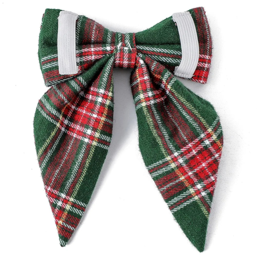 Dog Bow Tie Collar: Christmas Snowflake Cotton Pet Neckwear