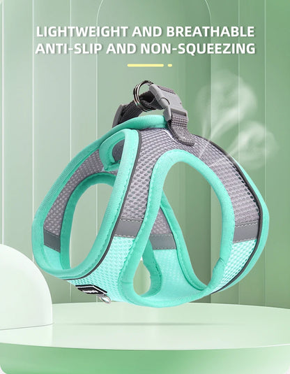 French Bulldog Harness for Small Dogs & Puppies - Adjustable, No-Pull & Reflective Vest with Leash Set