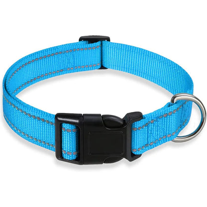 Reflective Dog Collar: Durable Adjustable Safety Nylon Strap