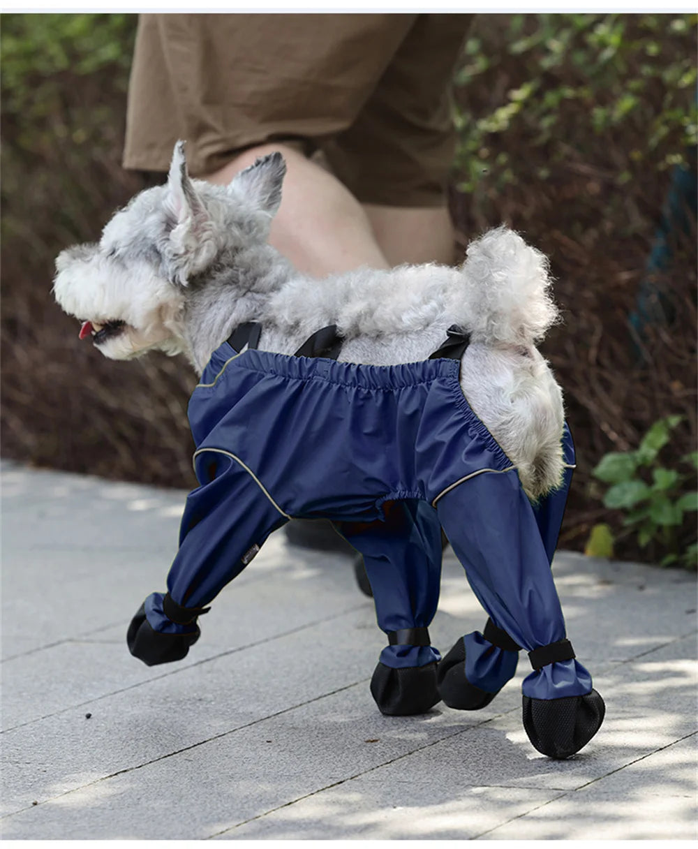 Anti-dirty dog jumpsuit for small dogs, waterproof PU rain suit & overalls for Poodles & Schnauzers