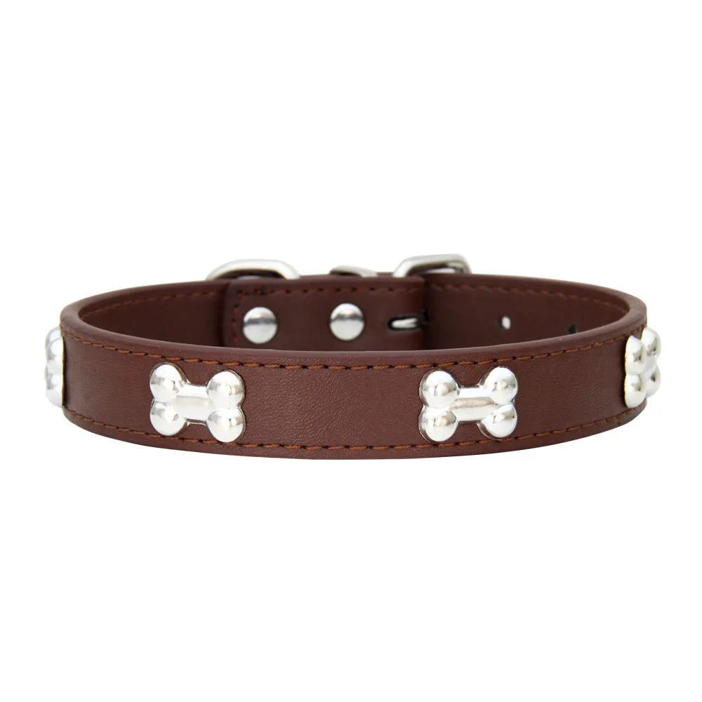 Durable Dog Collar: Premium Bone Leather for Pugs & Puppies