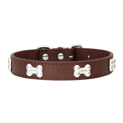 Durable Dog Collar: Premium Bone Leather for Pugs & Puppies