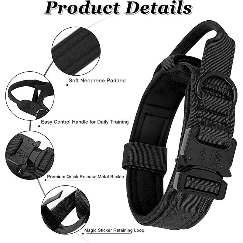 Tactical Dog Collar Heavy Duty Nylon with Control Handle