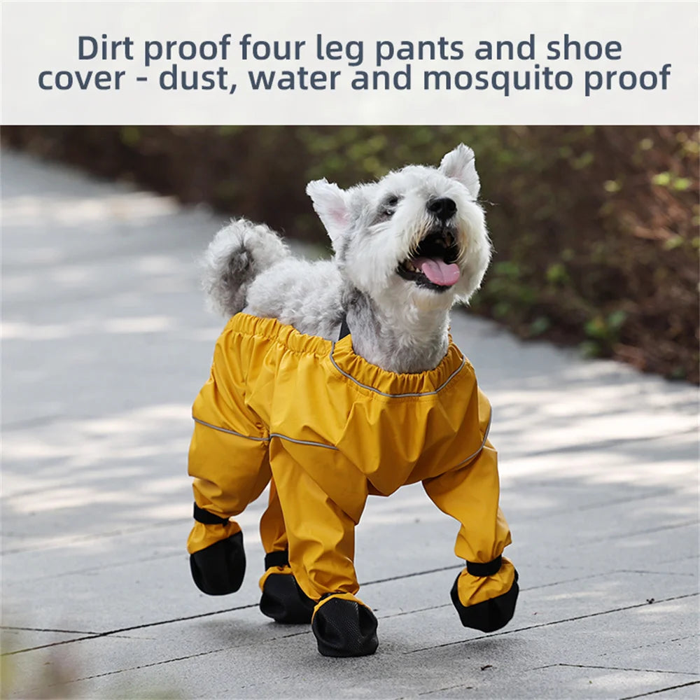 Anti-dirty dog jumpsuit for small dogs, waterproof PU rain suit & overalls for Poodles & Schnauzers