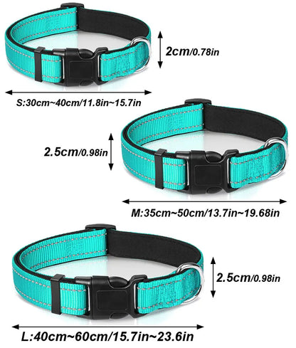 Reflective Padded Dog Collar - Soft Neoprene Heavy Duty