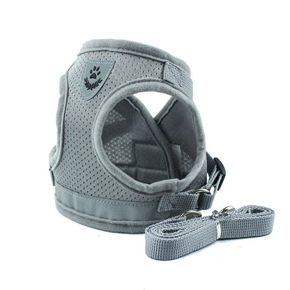 Dog Leash Harness Set, Reflective Safety Vest for Small Medium Dogs, Quick Release Puppy Chest Strap