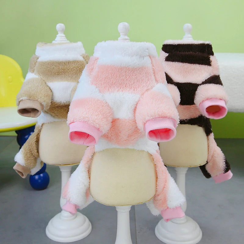 Puppy Pajamas Warm Coral Fleece Dog Jumpsuit for Small Dogs - Winter Boy Dog Clothes