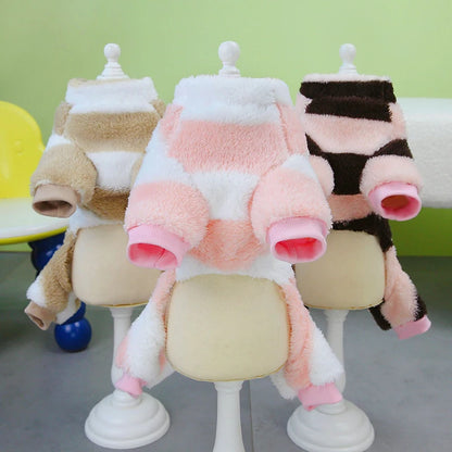 Puppy Pajamas Warm Coral Fleece Dog Jumpsuit for Small Dogs - Winter Boy Dog Clothes