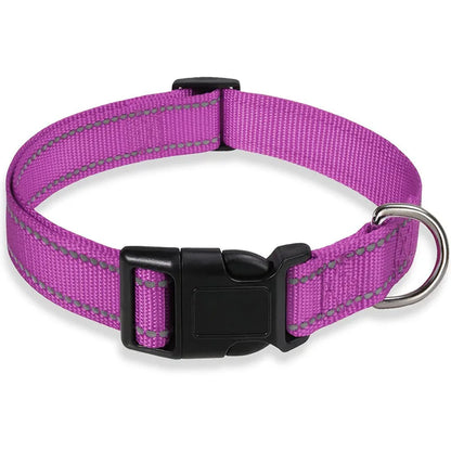 Reflective Dog Collar: Durable Adjustable Safety Nylon Strap