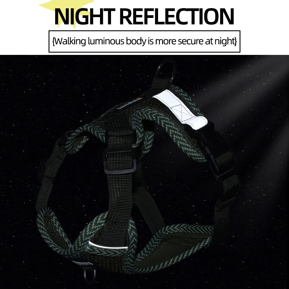 Dog Leash Harness Set for Small Dogs, Secure Fit 4-point Adjustment, Reflective All-Season Breathable Mesh Vest