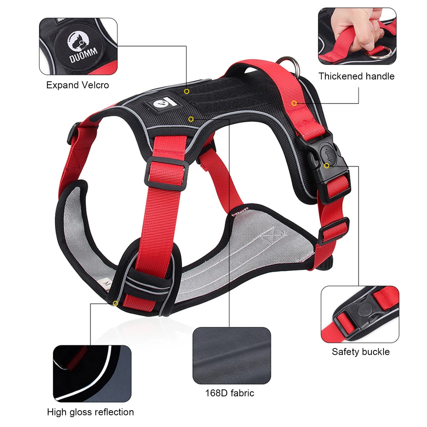 Dog Harness For Large Dogs, Reflective Tactical Vest, Durable & Strong 1680D Waterproof Oxford Cloth