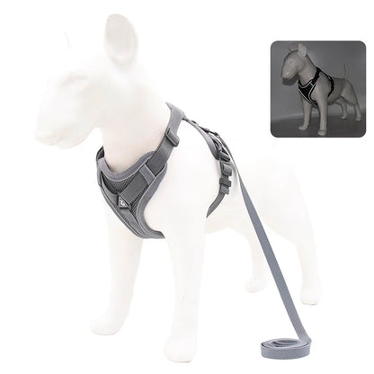 No Pull Dog Harness for Large Dogs, Adjustable Reflective Padded Vest with Breathable Mesh, Easy On/Off Leash Set