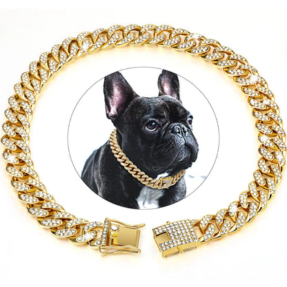 Cuban Link Dog Collar: Luxury Iced Out Gold Diamond Chain