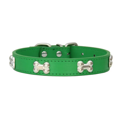 Durable Dog Collar: Premium Bone Leather for Pugs & Puppies