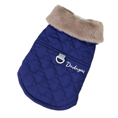 Puppy Dog Vest Waterproof Fur Collar Winter Warm Fleece Jacket Small Dogs Coat