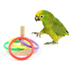 Bird Toys Parrot Wooden Platform Plastic Rings Intelligence Training Chew Puzzle Toy