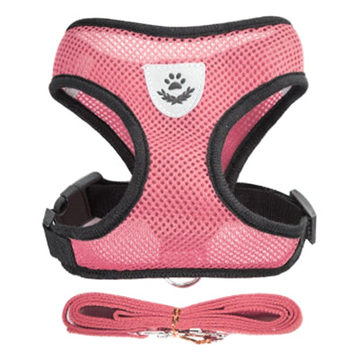 Puppy Harness and Leash Collar Dog Adjustable Vest Walking Lead Leash Soft Breathable Polyester