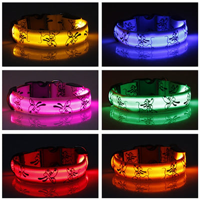 LED Dog Collar Light Night Safety Nylon Pet Dog Collar Glowing Luminous Collar Electronic Pets