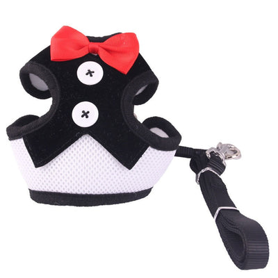 Dog Necktie Bow Dog Collars Traction Rope Adjustable Pet Harness for Small Dogs