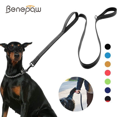 Benepaw Lead Padded Training-Leash Reflective Two-Handle Nylon Small Durable Large 7-Colors