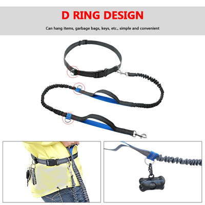 Bungee for Dog Leash Hands-Free Retractable Running Reflective Dogs Dual-Handle Large