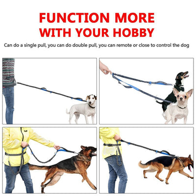 Reflective Dog Dog-Leash Dual-Handle Running Lead-Rope Leashes-Supplies Pet-Dogs Elastic