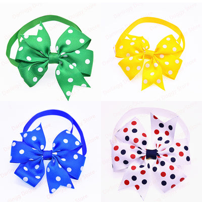 Ties Ribbon-Bow Bowtie Pet-Supplies Dog-Accessories Bowknot Adjustable 60pcs Cat Polka-Dots