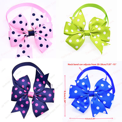 Ties Ribbon-Bow Bowtie Pet-Supplies Dog-Accessories Bowknot Adjustable 60pcs Cat Polka-Dots