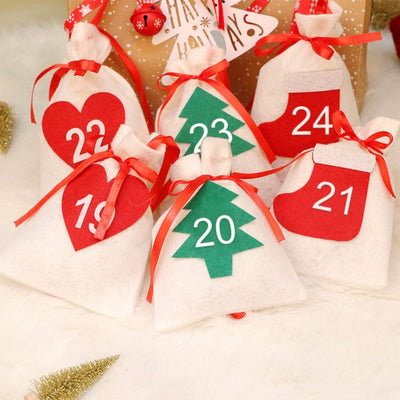 OurWarm Christmas Advent Calendar 11x16cm Gift Bag DIY Felt Countdown Calendar Garland Date