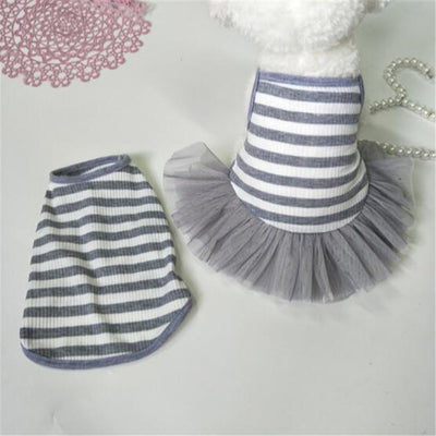 Dress Skirt Poodle Puppy-Striped Summer Vest-Style Bulldog Pet-Dog Dogs Small for French