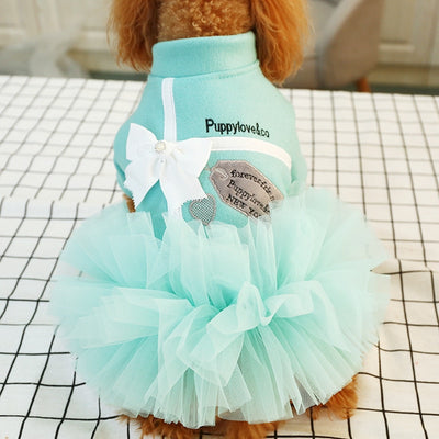 Dresses Tutu Poodle-Clothes Pet-Dog Dogs Small Autumn Spring for Bowknot Teddy Cat