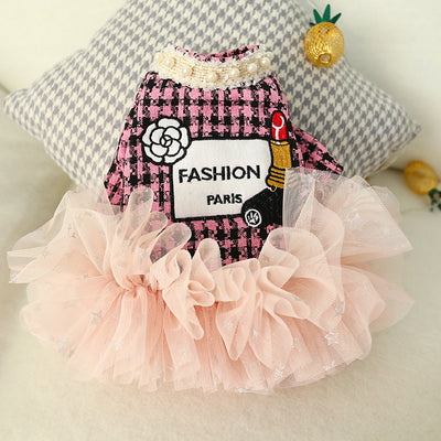 Dresses Tutu Poodle-Clothes Pet-Dog Dogs Small Autumn Spring for Bowknot Teddy Cat