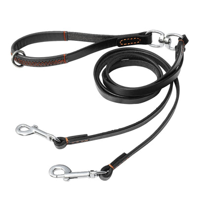 Coupler Dog-Leash Double-Two Leads Handle Training Dogs Small Walking Medium