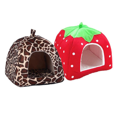House-Tent Cave Basket Kennel Cushion Pet-Products-Supplies Animal-Bed Pet-Dog-Cat Strawberry
