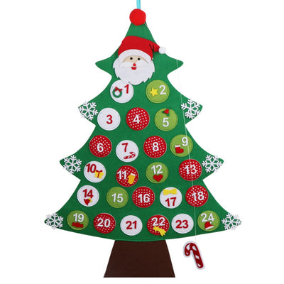 OurWarm Christmas Party Felt Tree Advent Calendar Number Stickers Door Wall Hanging Decorations