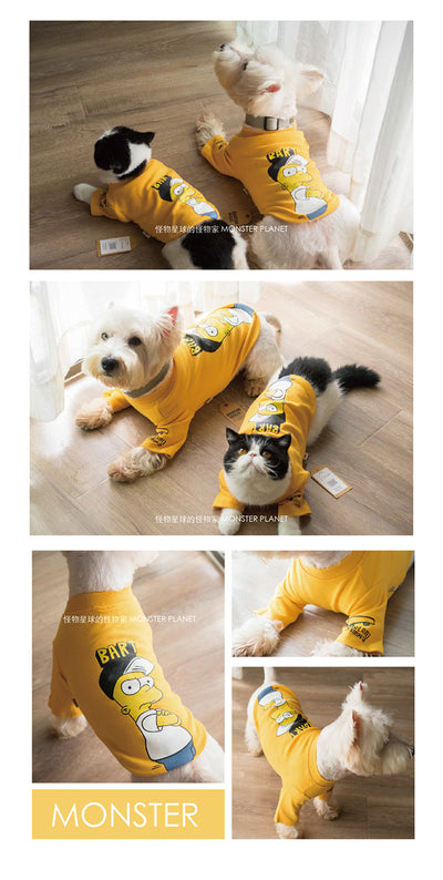 Yellow Dog Clothes, Cartoon Design Cat Clothes, Bulldog Clothes