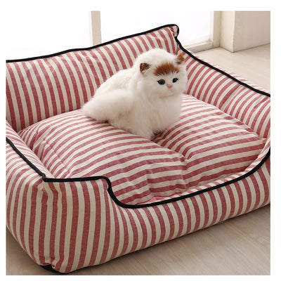 Bolux Dog-Beds Dogs Removable Dog-Cushion-Plus Soft Cotton Medium Striped for Universal Pet