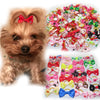 100Pcs/lot Cute Handmade Dog Hair Bows With Rubber Bands Small Bowknot Cat Puppy Grooming Accessories For Dogs Charms Gifts