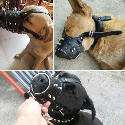 Pet-Mask Studded Muzzle Pitbull Traning Labrador Cool-Spiked Dogs Anti-Biting for Large
