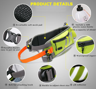 Truelove Dog-Jogging-Belt Running Camping Adjustable with Water-Bottle for Travel Hand-Free