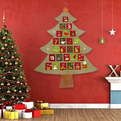 FENGRISE Christmas Advent Calendar Hanging Felt Xmas Countdown Calendar Christmas Decorations