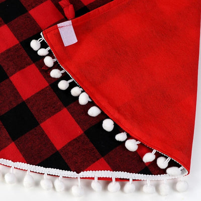 Ourwarm Skirt Christmas-Tree-Decor Buffalo Plaid Red for Hotel 48inch Double-Layers Home