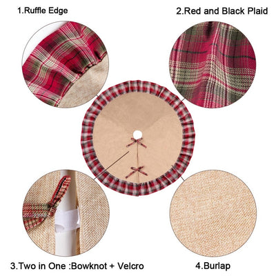 Ourwarm Skirt Christmas-Decorations Ruffle-Edge Xmas-Tree Plaid for Home New-Year Gifts