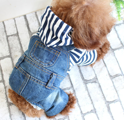 Jumpsuit Classic Autumn Dogs Winter Denim Warm Plaid for Small Comfortable Casual Costume