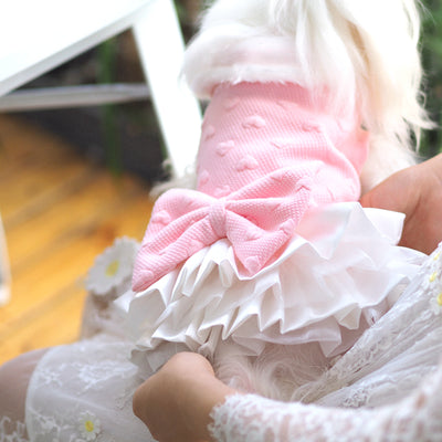 Glorious Kek Dog Clothes Winter Yorkshire Luxury Dress Fur-Collar Small Princess Cute Girl Tzu Shih