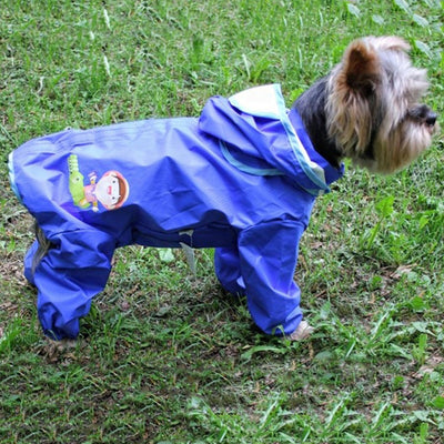 Cloak Rain-Coat Puppy Waterproof Medium Jumpsuit Hooded Dogs for Small Removable Yorkshire