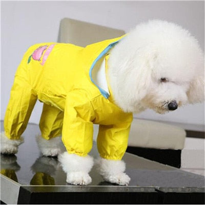 Cloak Rain-Coat Puppy Waterproof Medium Jumpsuit Hooded Dogs for Small Removable Yorkshire