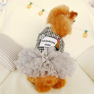 Dresses Tutu Poodle-Clothes Pet-Dog Dogs Small Autumn Spring for Bowknot Teddy Cat