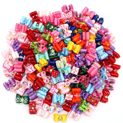 Hair-Bows Grooming-Accessories Pet-Products Puppy Dog Rhinestone Small 100pcs Cat
